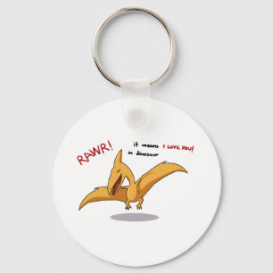 Chaveiro meios bonitos do rawr do dinossauro eu te amo