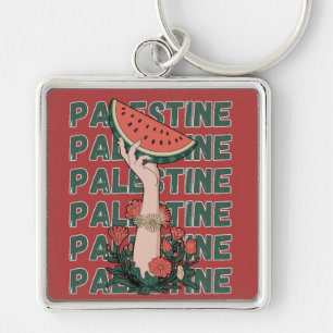 Chaveiro melancia, flores e texto palestino Repetir