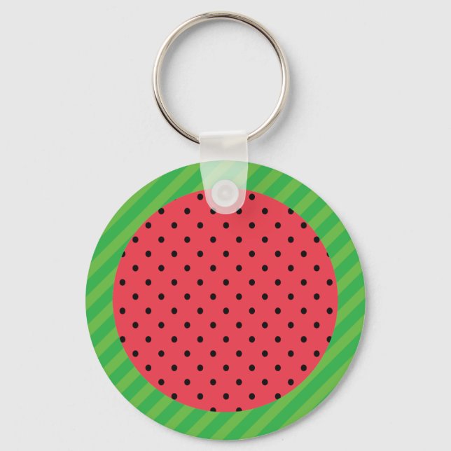 Chaveiro Melancia fruta de Verão comida verde-rosa (Frente)