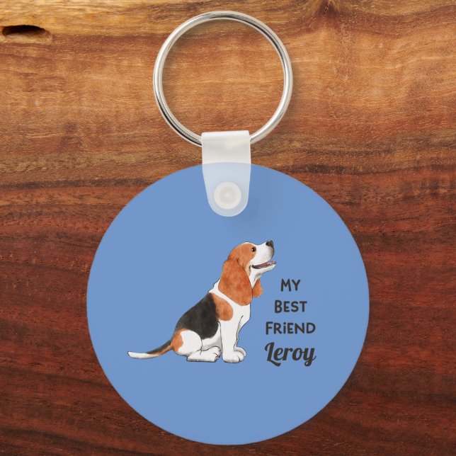 Chaveiro Melhor Amigo Beagle Nome Personalizado Endereço (Frente)