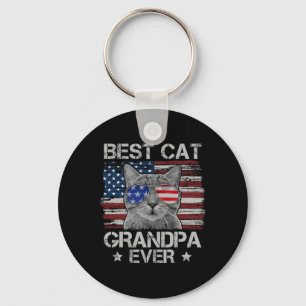 Chaveiro Melhor Avô Gato Americano Bandeira Patriótica 4