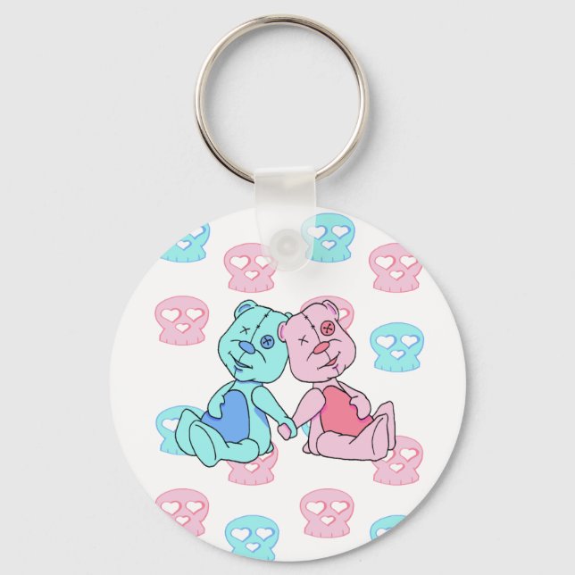 Chaveiro Melhor crânios azuis cor-de-rosa (Frente)