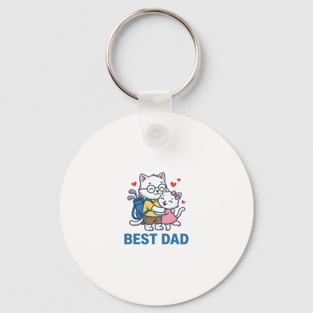 Chaveiro Melhor Design de Vetor Fofo de Gato de Golfe do Pa (Frente)