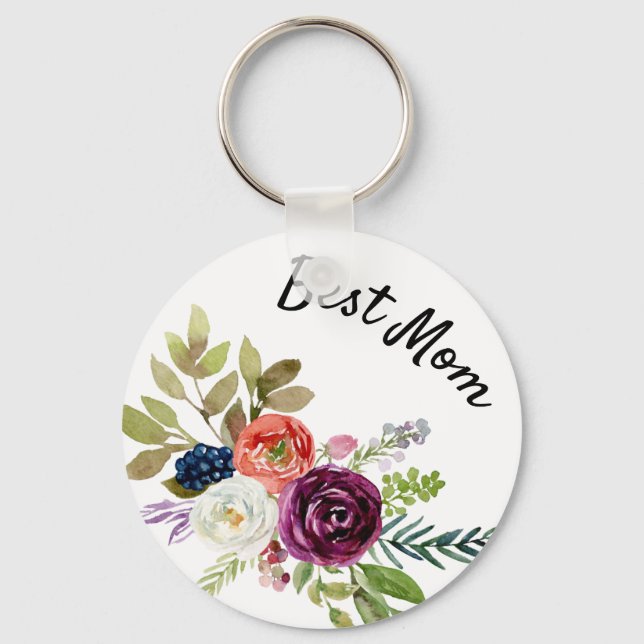 Chaveiro Melhor Mãe Aquarela Primavera Floral (Frente)