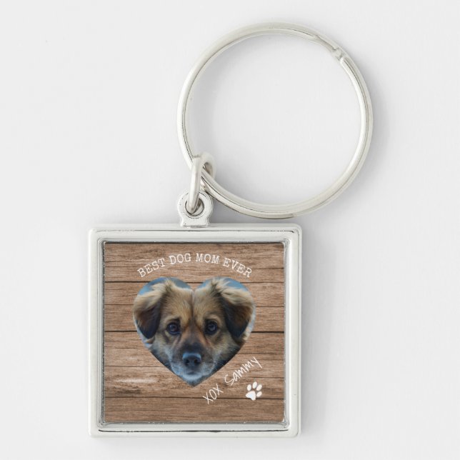 Chaveiro Melhor Mãe de Cachorro Rústica Ever Foto de Animal (Frente)