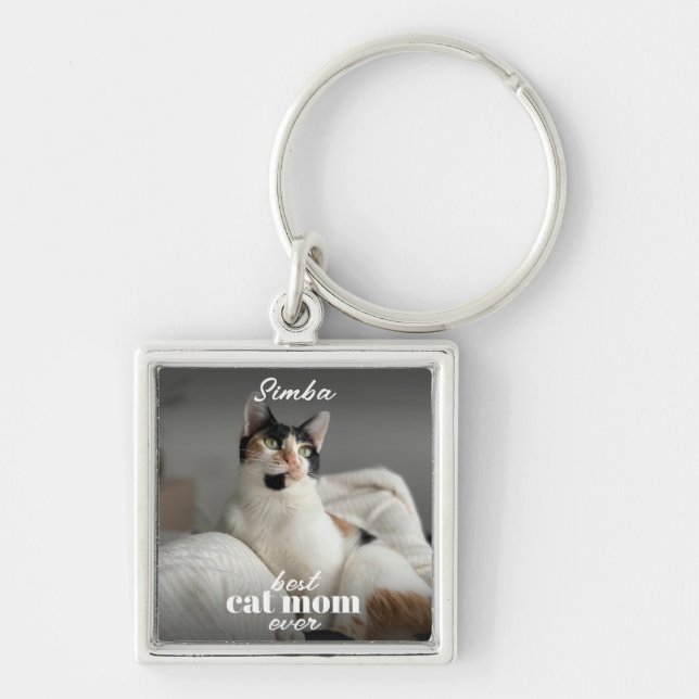Chaveiro Melhor Mãe De Gato De Foto Personalizada De Pet Mo (Frente)