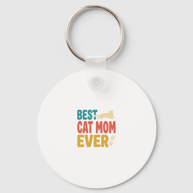 Chaveiro Melhor Mãe de Gato de Todos os Tempos Design de Ga (Frente)