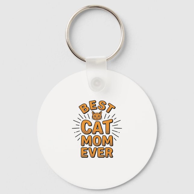 Chaveiro Melhor Mãe de Gato de Todos os Tempos Design de Gr (Frente)