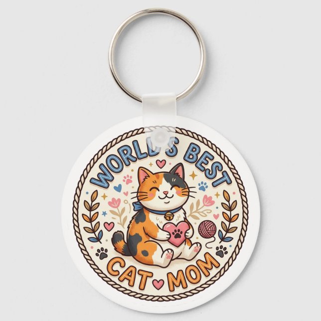 Chaveiro Melhor Mãe de Gato do Mundo Fofa (Frente)