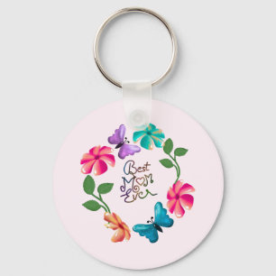 Chaveiro Melhor Mãe do Mundo Coroa Floral Borboleta Fofa Fl
