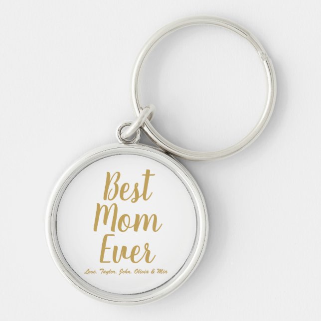 Chaveiro Melhor Mãe Nunca dourada script personalizado (Frente)