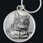 Chaveiro Melhor Pai De Gato De Foto Personalizada De Pet Mo<br><div class="desc">Este design simples e clássico é composto por tipografia serif e adiciona uma foto personalizada</div>