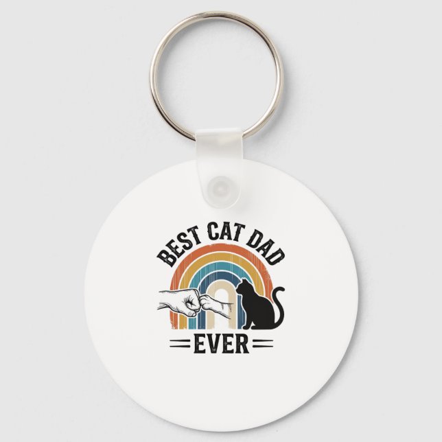 Chaveiro Melhor Pai de Gato de Todos os Tempos Design Vinta (Frente)