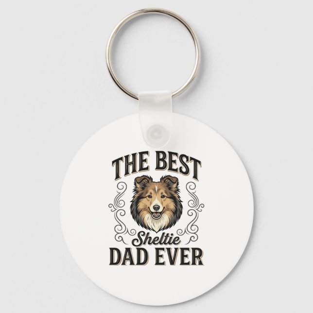Chaveiro Melhor Pai Sheltie de Todos os Tempos Design Vinta (Frente)