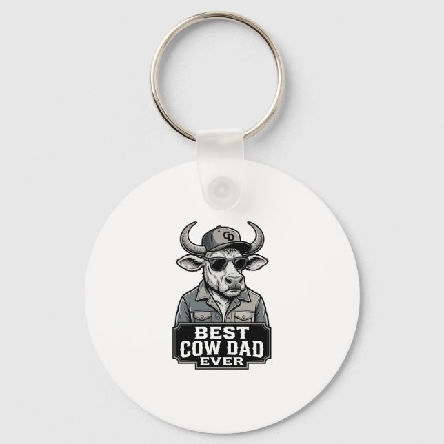 Chaveiro Melhor Pai Vaca de Todos os Tempos Design de Gravu (Frente)