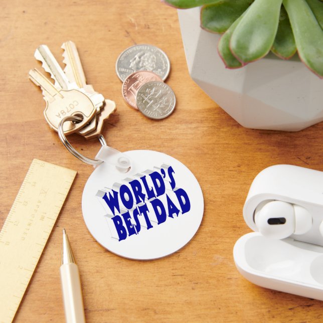 Chaveiro Melhor texto 3D azul para Pai  (Mesa)