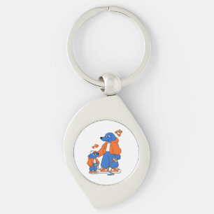 Chaveiro Melhores Amigos: Duo Pai e Filho Blue Dog (Laranja