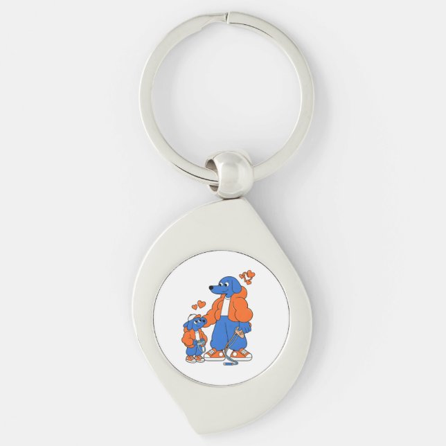 Chaveiro Melhores Amigos: Duo Pai e Filho Blue Dog (Laranja (Frente)