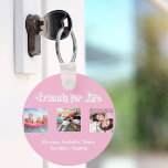 Chaveiro Melhores amigos - fotos brancas cor-de-rosa<br><div class="desc">Um presente para o(s) seu(s) melhor(s) amigo(s) para aniversários,  Natal ou evento especial. Texto branco: Amigos para toda a vida,  escrito com um script de estilo de tendência. Personalize e use suas próprias fotos e nomes. Um fundo pastel rosado feminino.</div>