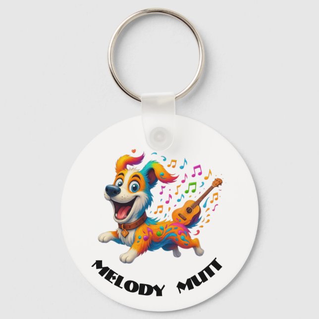 Chaveiro Melody Mutt" T-Shirt - Whimsical Musical Dog Desig (Frente)