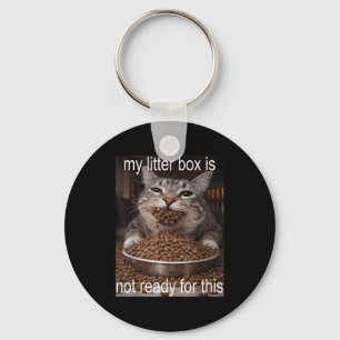 Chaveiro Meme de gato faminto engraçado antes da caixa de a