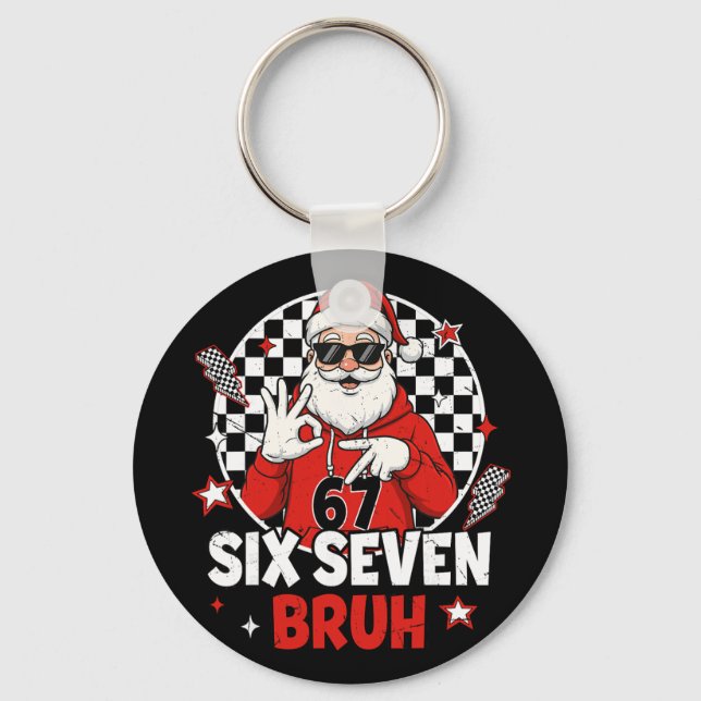 Chaveiro Meme Divertido 67 Seis Sete Natal Bruh Papai Noel  (Frente)