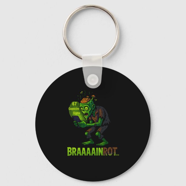 Chaveiro Meme Divertido de Zumbi Brainrot 6 7 Halloween Men (Frente)
