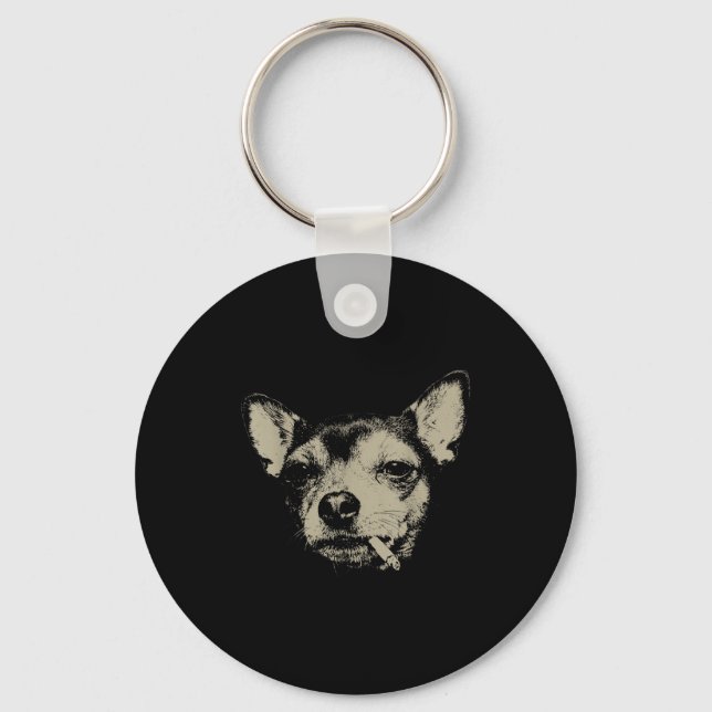 Chaveiro Meme do Cachorro Chihuahua Fumando Cigarro (Frente)