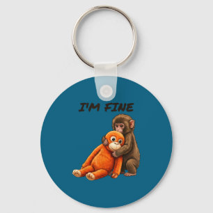 Chaveiro Meme do macaco triste golpe com um brinquedo laran