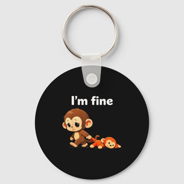 Chaveiro Meme do macaco triste punindo com um brinquedo lar (Frente)
