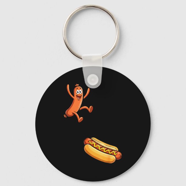 Chaveiro Meme engraçado de hotdog salto de altura (Frente)
