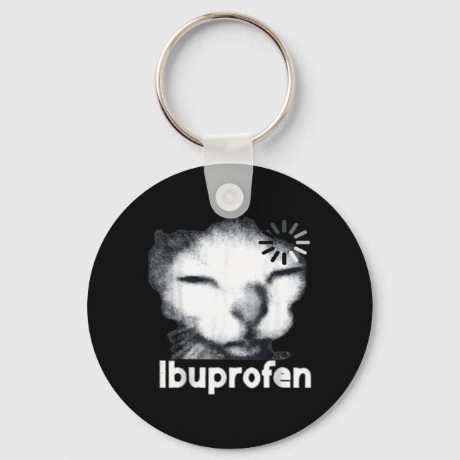 Chaveiro Meme engraçado do gato Ibuprofeno com felino feio  (Frente)