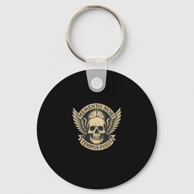 Chaveiro Memento Mori Tempus Fugit Citação Latina de Estoqu (Frente)