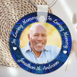 Chaveiro Memória Encantadora Funeral Foto Blue Marble Memor<br><div class="desc">Honre o seu amado com um chaveiro de fúria personalizado. Este memorial único de manutenção do chaveiro funerário é o presente perfeito para você, família ou amigos para prestar homenagem ao seu amado. Esperamos que seu botão memorial traga paz, alegria e memórias felizes. Cite "In Loving Memory" (Em Memória Adorável)....</div>