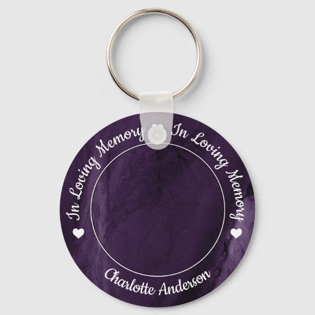 Chaveiro Memória Encantadora Funeral Foto Memorial Roxo (Frente)