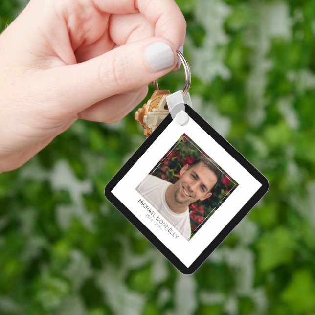 Chaveiro Memorial de Foto em Moldura Preta Moderna (Mão)