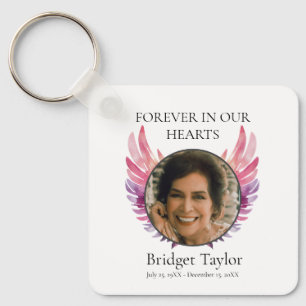 Chaveiro Memorial do Funeral das Asas Anjos Rosa e Púrpura