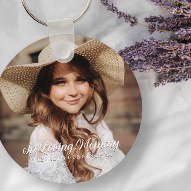 Chaveiro Memorial In Loving Memory Classic Elegant Photo (Criador carregado)