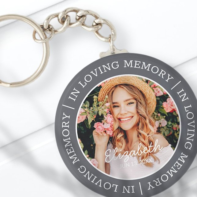 Chaveiro Memorial In Loving Memory Modern Custom Photo (Criador carregado)