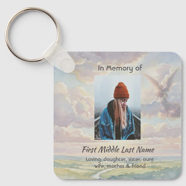 Chaveiro Memorial Keepsake Angel Sky Clouds (Frente)