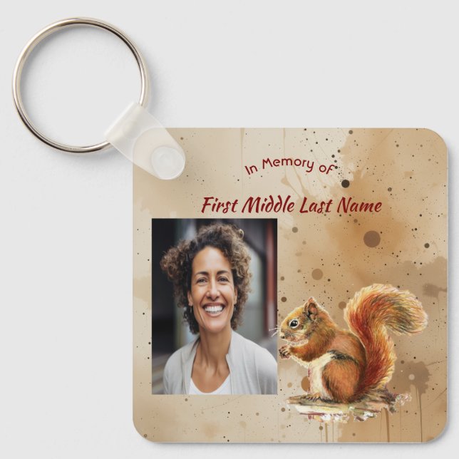 Chaveiro Memorial Keepsake Cute Red Squirrel (Frente)