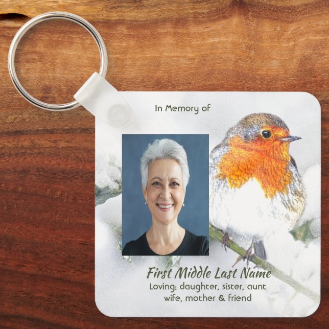 Chaveiro Memorial Keepsake English Robin Bird (Frente)