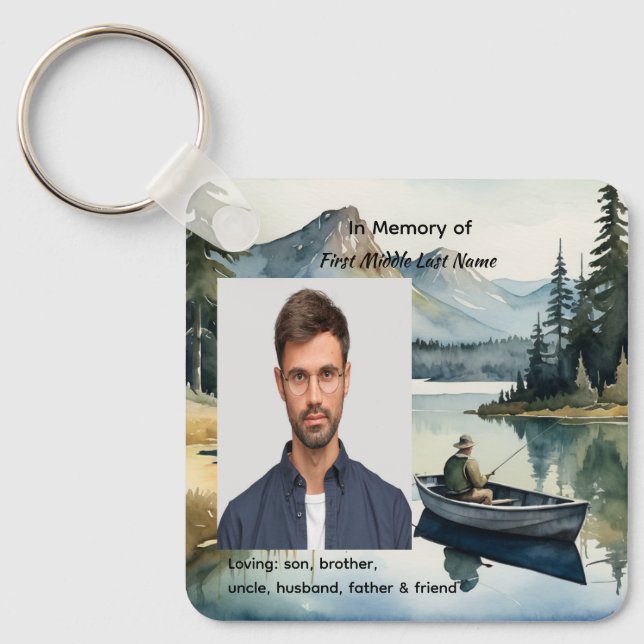 Chaveiro Memorial Keepsake Fishing Lake in Boat (Frente)