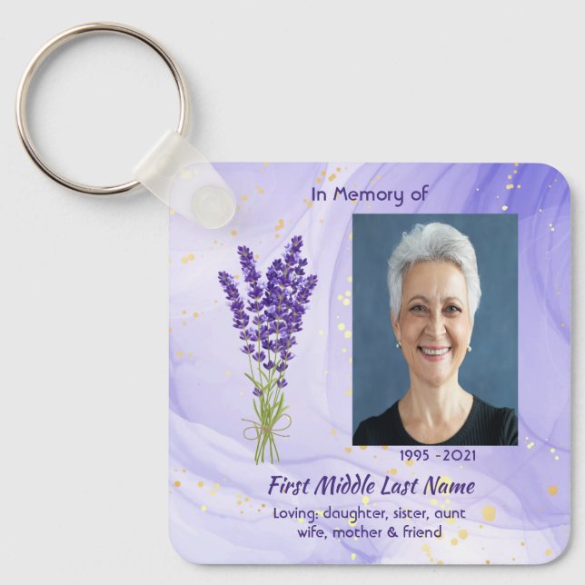 Chaveiro Memorial Keepsake Lavender Garden Flower (Frente)