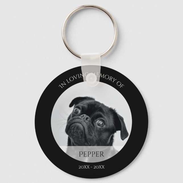 Chaveiro Memorial Moderno Do Cachorro Negro Em Foto De Memó (Frente)