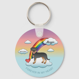 Chaveiro Memorial Rainbow Do Cão Negro E Tan Rottweiler
