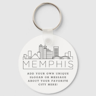 Chaveiro Memphis, TN Stylized Skyline  Slogan Personalizado