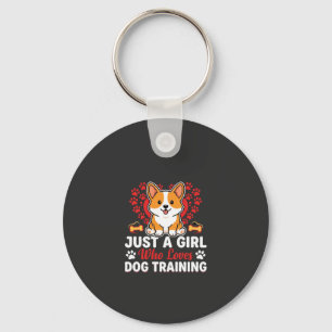 Chaveiro Menina Ama Treinamento de Cães Corgi