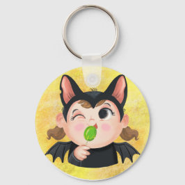 Chaveiro Menina bonita num morcego, chapéu de papel no Dia 