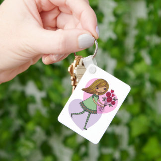 Chaveiro Menina Com Flores